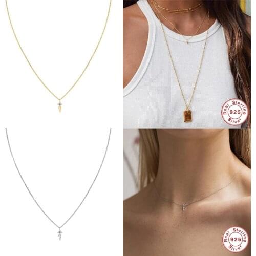 Fine Jewelry Genuine 925 Sterling Silver Collares European Riviet Pendant Necklace For Woman Birthday Valentines Day Party Gift