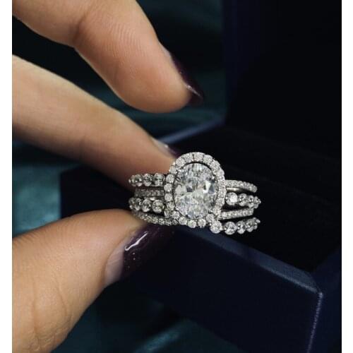 100% 925 Sterling Silver Bridal Rings Sparkling High Carbon Diamond Wedding Engagement Party Fine Jewelry Gifts Wholesale