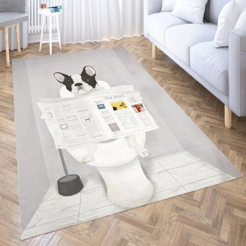 French Bulldog in Toilet Carpet for Living Room 3D Anime Cartoon Rug Gamer Teen Room Bedside Lounge Rug Kids Children Floor Mats