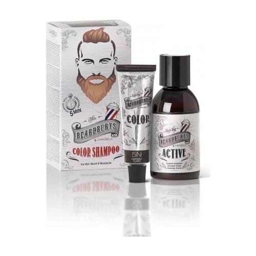 Beard and hair dye in 5N light brown Beardburys shampoo