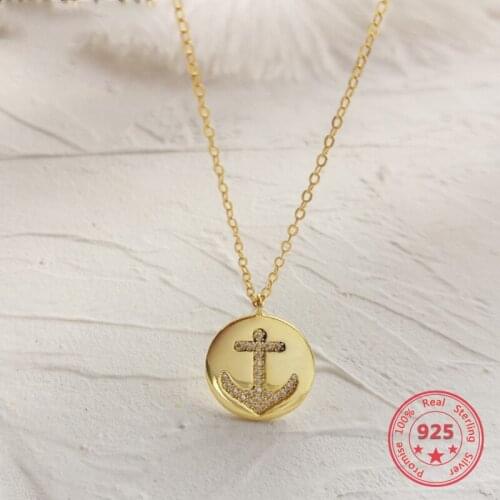 Factory Price 100% 925 Silver for Female Fashion Concise Classical Delicate Anchor Pendant Necklace Fine Jewelry