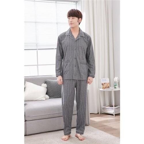 Male Pijama 2pcs Suit Men Loose Pajamas Sleepwear Long Sleeve Homewear Clothing Soft Home Wear