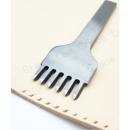 Leather Craft Stitching Chisel Set Carbon Steel Sewing Hole Puncher Pricking Iron 1 2 4 6 Prongs 3/4/5/6mm Spacing Hand Working