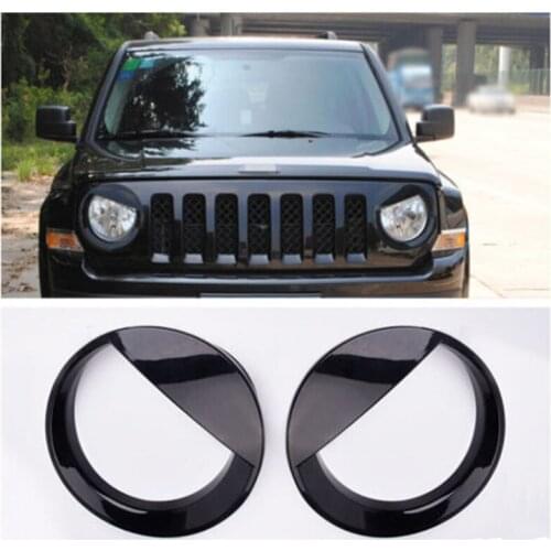 BBQ@FUKA ABS Car Front Head Light Lamp Cover Trim Sticker Black for Jeep Patriot 2011-2015 Car Exterior Accessories Styling
