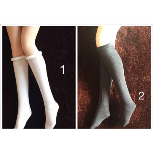 [X2 1/6 Scale Socks ]White+Black High tennis socks For 12" Female Body