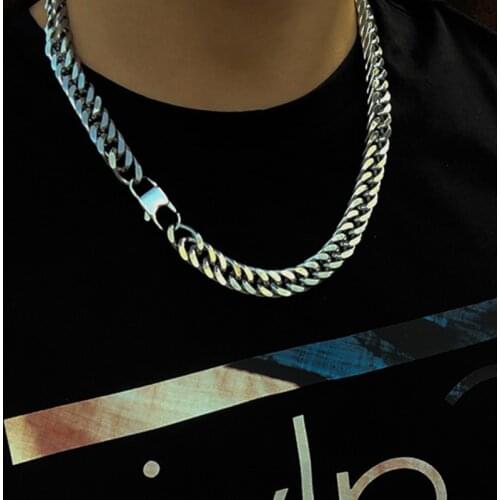 Necklace men stainless steel cuban link necklace chain on the neck Friendship hip hop long necklace for women steampunk jewelry