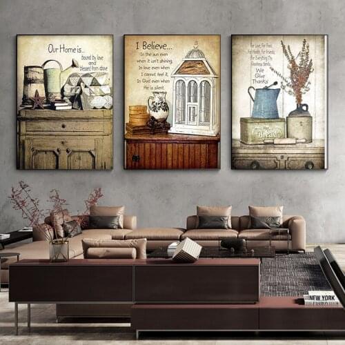 American Retro Pastoral Still Life Canvas Wall Artist Home Decoration Posters and Prints Cuadros Home Design Decoration Pictures