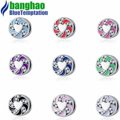 Plata de ley Dazzling Clear Beads Charm Bracelet bead Pendants DIY Original Jewelry Gift ENM540