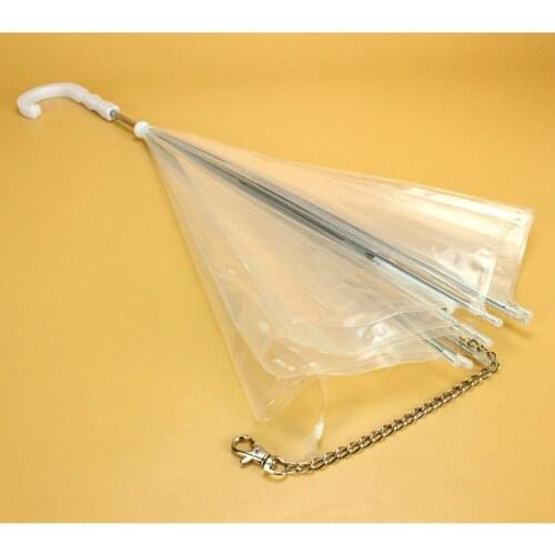 Portable Transparent Walking Small Dog Cat Pet Umbrella With Chain Keep Dry In Rain Outdoor Gear Tool