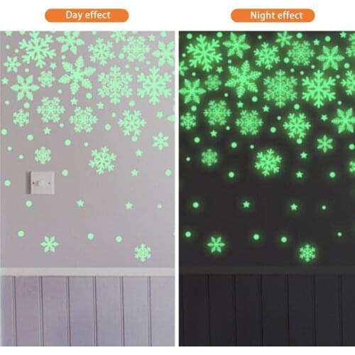 Christmas Luminous Snowflake Wall Sticker Glow In The Dark Fluorescent Snowflake For Home New Year Xmas Party Wall Decal