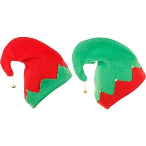 Santa Hats with Metal Made Bell Ornament at the Top for Festive Christmas
