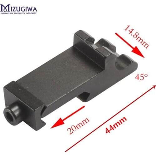 MIZUGIWA Tactical 45 Degree Angle Offset Side Rail Adapter 20mm Picatinny Rail Weaver Laser Rifle Sight Scope Mount Hunting Caza