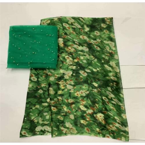 High Quality African Silk Chiffon Printed Fabric 5+2 Yards For Ladies To Wear Soft And Comfortable Printed Silk Fabric! LXF536