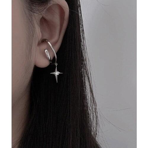 Star Earring Women Rhinestone Earings Girl Fashion Shiny Clip on Earing Lady Charms Simplicity Party Korean Stainless Oorbellen