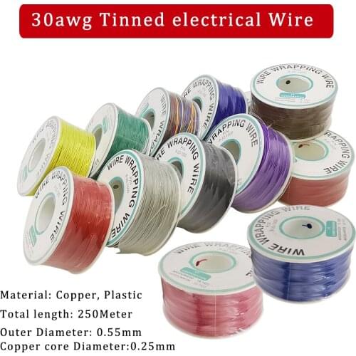 1Pcs 30AWG 250M Wire Wrapping Wire-OK line 30 awg single core copper flexible Wire PCB jumper electronic wire welding cable