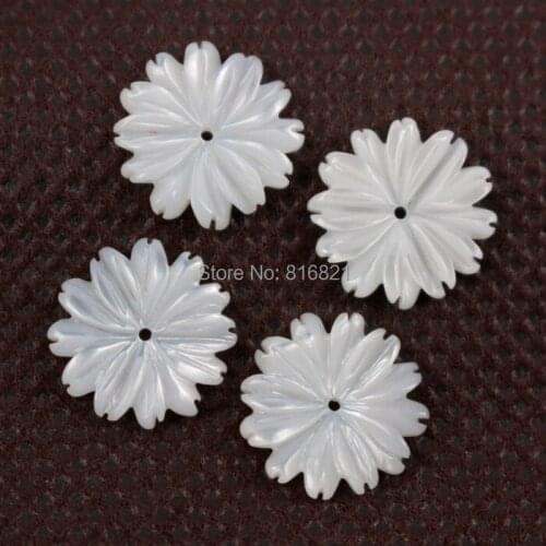 10 pieces/lot ) New 12x2mm Mother of Pearl White MOP Shell Beads Carved Flower Drilled focal Beads Charms
