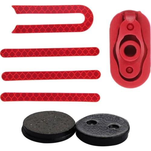 HOT 2Pcs Brake Pads + 1Pc Charging Port Dust Plug Cover + 4Pcs Reflective Stickerfor Xiaomi Mijia M365 Electric Scooter Part