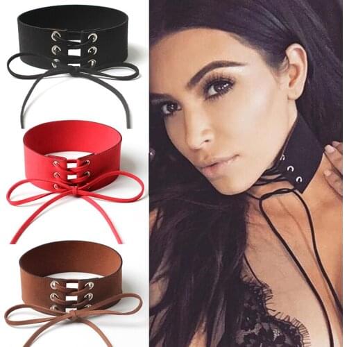 2021 Sexy Necklace Wide Bandage BDSM Bondage Collar Bound Retro Punk Neck Chains For Girl Cosplay Fetish Erotic Accessories