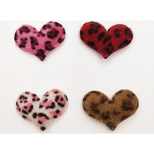 60pcs/lot 3.8*3cm furry Heart Padded Appliques for Children Headwear Hair clip Accessories and Garment Accessories