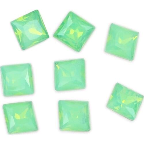 Green opal Square Rhinestone Pointed Back glitter strass cristal rhinestones nails art decorations for nail needlework clothes