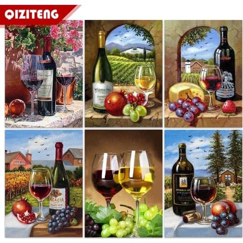 5D DIY Diamond Painting Still Life Painting Complete Rhinestone Set Red Wine Bottle Home Decor Restaurant Artwork
