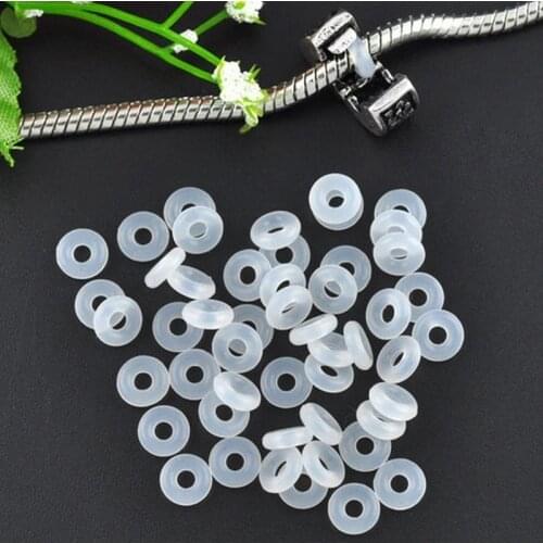Free Shipping 20pcs White Rubber Clip Charms Safety Stopper Bead Fits European Style Pandora Charm Bracelets & Necklaces