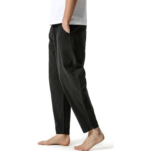 Fashion Casual Black Sweatpants Men 2021 Summer Cotton Linen Joggers Men Harajuku Streetwear Jogging Pants Men Pantalon Homme