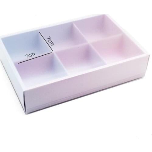 6 Grid Paper Box with Translucence Platsic Lid Cake Cheese Chocolate Packaging Boxes Wedding Party Cookies Box Gift Box SN3716