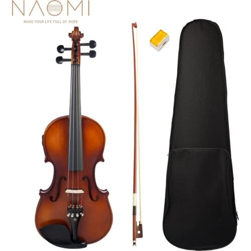 NAOMI 4/4 Electric Violin 4/4 Full Size EQ Electric Violin Fiddle Kit W/ Bow Case Rosin Bridge