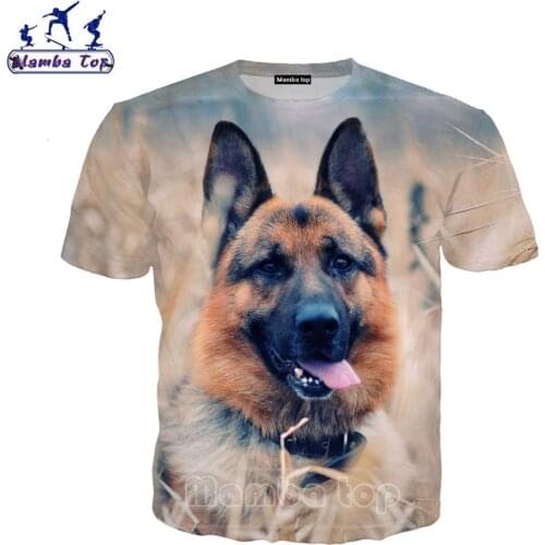 Mamba top Women Tshirt 3D German Shepherd Dog T Shirt Clever Animal Police Dog Mens T-shirts Short Sleeve Men Streetwear E019-2