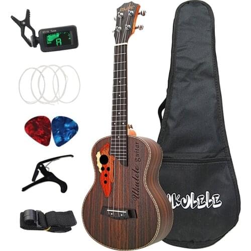 26 Inch Tenor Ukulele Grape Sound Hole Hawaiian Guitar 4 Strings Rosewood Ukelele Set with Bag