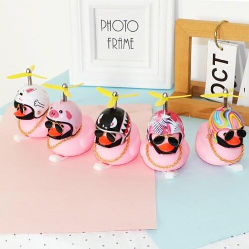 1PC Cute Little Pink Duck Helmet Light Shining Duck Bicycle Warning Bells Handlebar Bicycle Accessories Car Ornaments DIY Decor