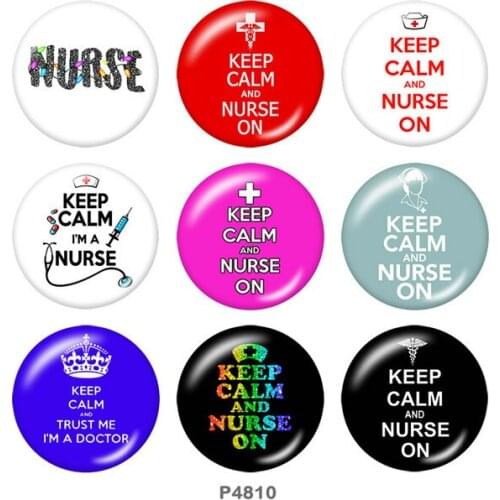 Keep calm and nurse on 12mm/18mm/20mm/25mm/30mm Round glass cabochon flat back Making findings snap button jewelry P4810