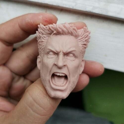 1/6 Hugh Jackman Classic Version Open Mouth Unpainted White Head Models for 12''Figures Bodies