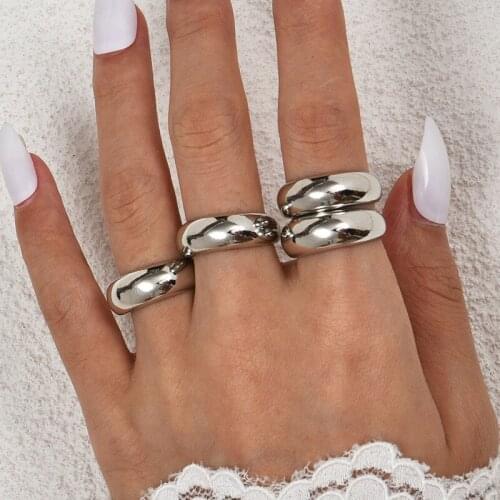 Fashion Trendy Smooth Rings Set Simple Minimalist Finger Rings for Women Jewelry Accessories