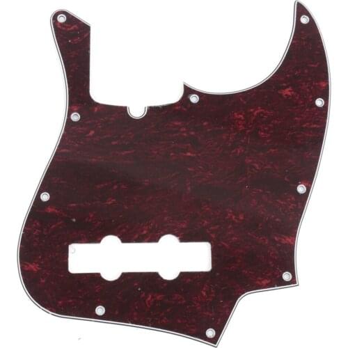 Musiclily Pro 10-Hole Modern Style J Bass Pickguard for 4 String American Jazz Bass, 4Ply Red Tortoise