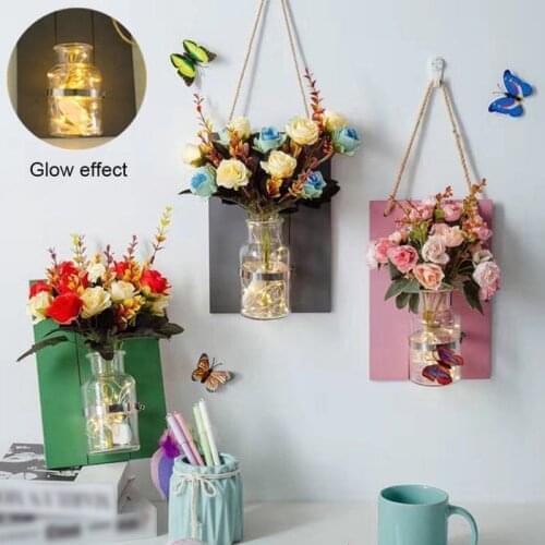 Wind Wall Decoration Pendant Simulation Rose Flower Plant Vase Living Room Bedroom Shop Creative Wall