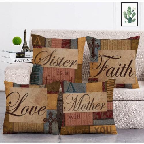 Retro Faith Love Mother pillow cover home decoration 45*45 cm cushion cover microfiber soft and comfortable pillow case T11