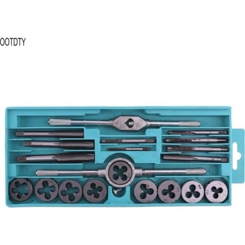OOTDTY 20pcs Tap and Die Cutter Alloy Steel Wrench Threaded Cutting Nut Bolt Screw Thread Metric with Twisted Hand Tool