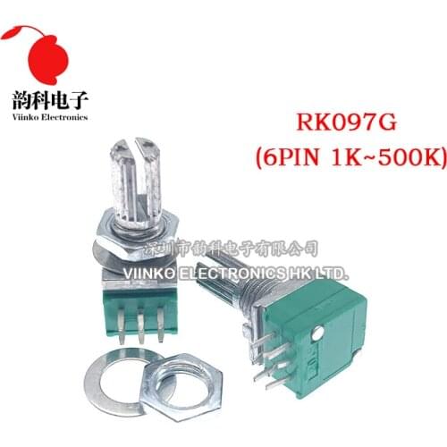 5pcs RK097G 1K 5K 10K 20K 50K 100K 500K B1K B5K B10K B100K with a switch audio 6pin shaft 15mm amplifier sealing potentiometer
