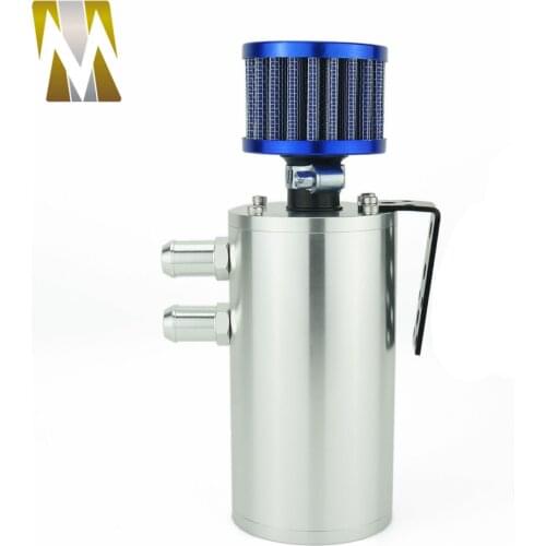250ml Reservoir Tank Aluminum Oil Catch Can with Blue Breather Filter baffled 0.25L Alloy Silver Fuel Tanks 12mm 15mm