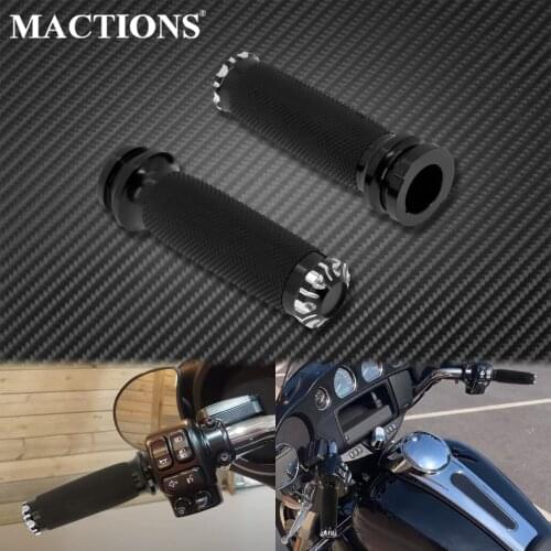 Motorcycle 1"25mm Electronic Throttle Hand Grips Handlebar Black For Harley Touring Softail Dyna Street Road Glide Slim Fat Boy