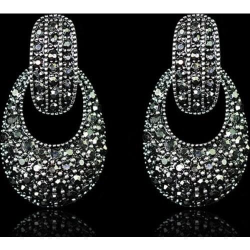 Trendy Water Drop Shaped Earrings for Women Cubic Zirconia Black Crystal Bridal Stud Earrings Wedding Jewelry For Brides