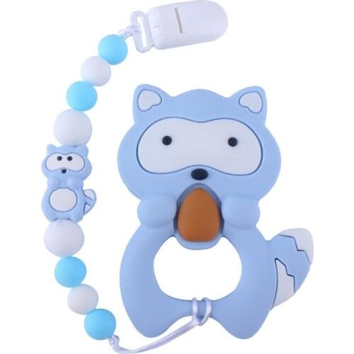 Silicone Soothing Pacifier Cartoon Squirrel Teeth Molar Chain Non-toxic Molar Toy Baby Supplies