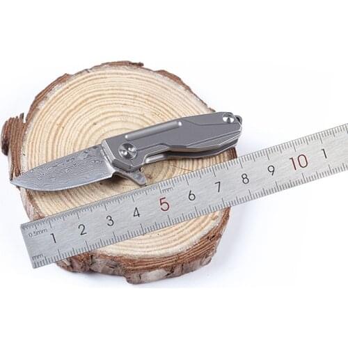 Sway boo Damascus steel folding knife tactical camping knife survival D2 58-60HRC high hardness folding knife Titanium