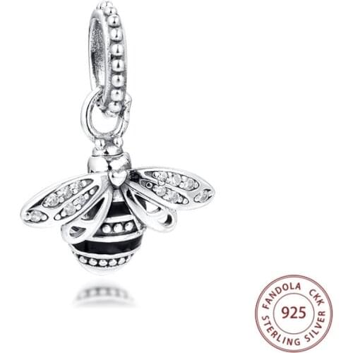 Fit Pandora Bracelet Argent 925 Sterling Silver Sparkling Queen Bee Pendant Charms Beads for Women Fashion Jewelry Making