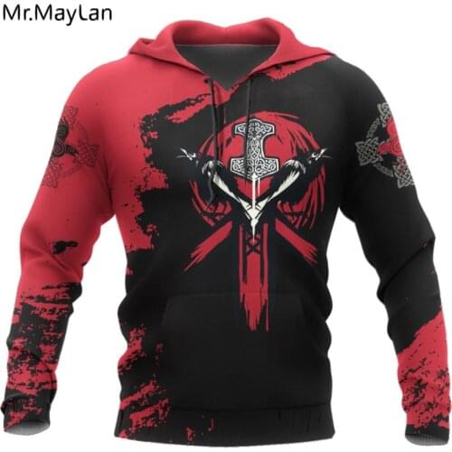 Viking Hoodie - Mjolnir Tattoo 3D Printed Men hoodies Harajuku Fashion Hooded Sweatshirt Autumn Unisex pullover tops Drop ship