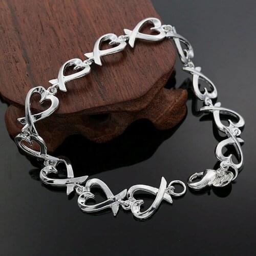 Hot 925 sterling silver fine heart kelp fashion Bracelet for woman fashion brands jewelry Wedding party Christmas gifts