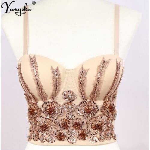 Sexy Black sequin corset crop top women summer halter party bustier y2k tank top push up bra clubwear tube Cropped womens tops