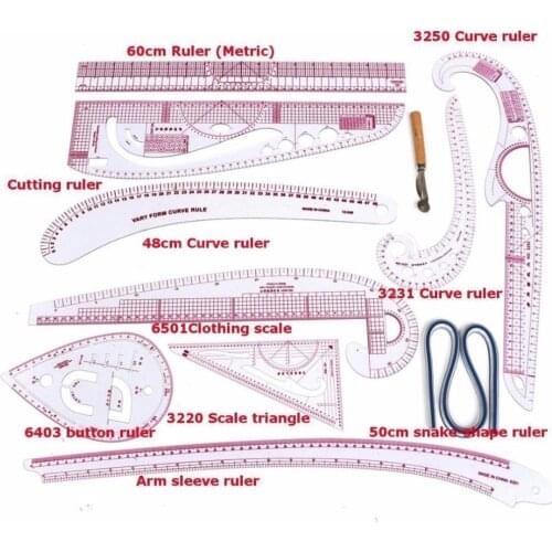 1 Set Soft Styling Design Drawing Comma Line Straight French Curve Cloth Ruler